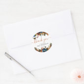 Floral Navy Blue Brown Brautparty Vielen Dank Runder Aufkleber (Umschlag)
