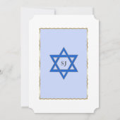 Floral Navy Blue Gold Star von David Bar Mitzvah Einladung (Rückseite)