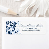 Floral Navy Blue Wedding Rücksendeadresse Label (Insitu)