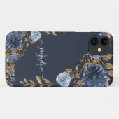 Floral Navy Dusty Blauer Eleganter Wasserfarbname Case-Mate iPhone Hülle (Rückseite (Horizontal))