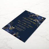 Floral Navy Gold 50. Hochzeitstag Folieneinladung (Gedreht)