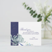 Floral Navy Hochzeitsflat Danke Karte (Stehend Vorderseite)