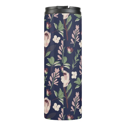 Floral Navy Monogram Thermosbecher (Rückseite)