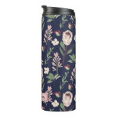 Floral Navy Monogram Thermosbecher (Nach rechts gedreht)