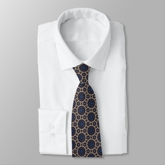 Floral Network Blue and tan Neck Tie Krawatte (Gebunden)