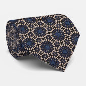 Floral Network Blue and tan Neck Tie Krawatte (Gerollt)