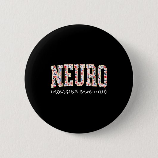 Floral Neuro Icu Nurse Brain Neuroscience Icu Nurs Button (Vorderseite)