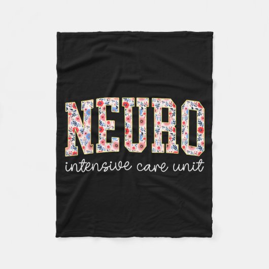 Floral Neuro Icu Nurse Brain Neuroscience Icu Nurs Fleecedecke (Vorderseite)