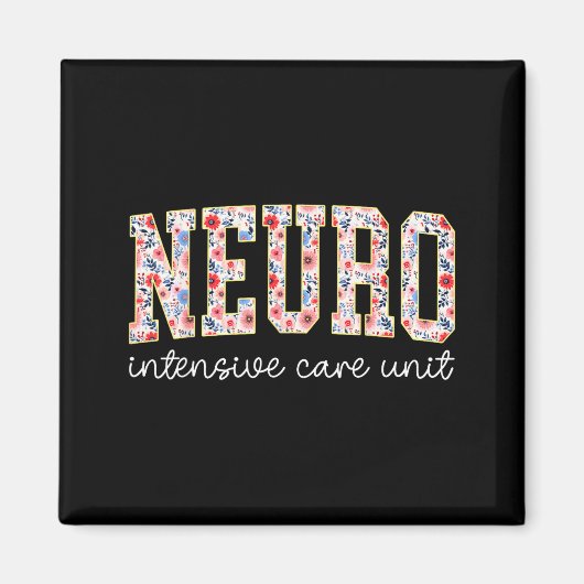 Floral Neuro Icu Nurse Brain Neuroscience Icu Nurs Magnet (Vorne)