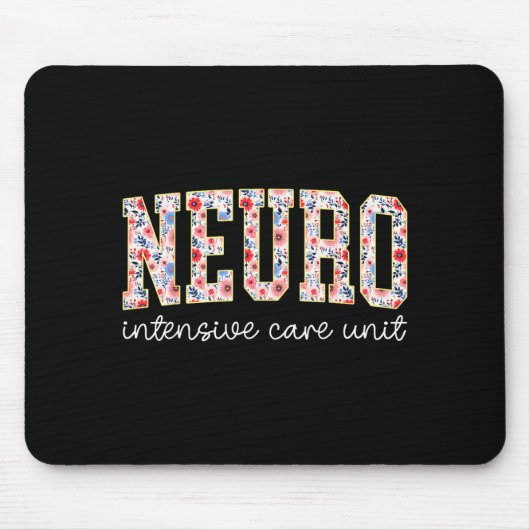 Floral Neuro Icu Nurse Brain Neuroscience Icu Nurs Mousepad (Vorne)