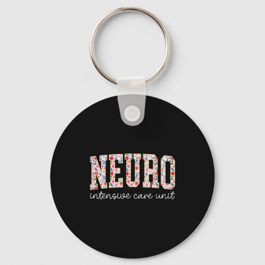 Floral Neuro Icu Nurse Brain Neuroscience Icu Nurs Schlüsselanhänger (Vorderseite)