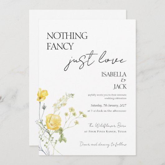 Floral Nichts extravagant nur Liebe Hochzeit Einladung (Vorne/Hinten)