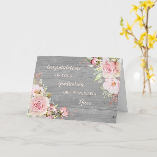 Floral Niece Herzlichen Glückwunsch Abschluss Karte (Gelbe Blume)