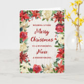 Floral Niece und ihr Mann frohe Weihnachten Karte (Gelbe Blume)