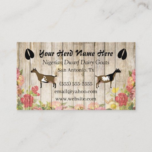 Floral nigerianischer Zwerg Milchziegenkarte Visitenkarte (Vorderseite)