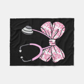 Floral Nk Coquette Bow Rn Nurse Stethoscope Nursin Fleecedecke (Vorderseite (Horizontal))