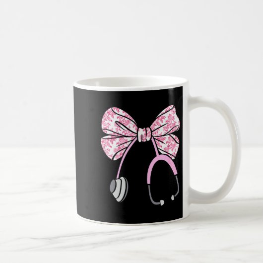 Floral Nk Coquette Bow Rn Nurse Stethoscope Nursin Kaffeetasse (Rechts)