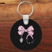 Floral Nk Coquette Bow Rn Nurse Stethoscope Nursin Schlüsselanhänger (Vorderseite)