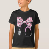 Floral Nk Coquette Bow Rn Nurse Stethoscope Nursin T-Shirt (Vorderseite)