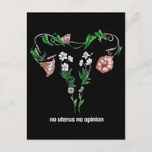 Floral No Uterus No Opinion Women's Rights Begleitkarte (Rückseite)
