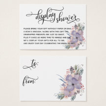 Floral No Wrap Display Bridal Shower Gift Tag