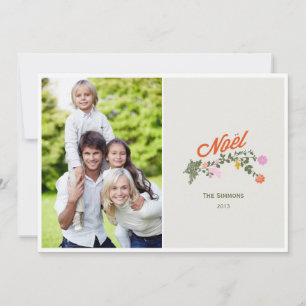 Floral Noel Holiday Photo Cards Feiertagskarte