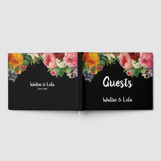 Floral Noir Gästebuch (Voll)