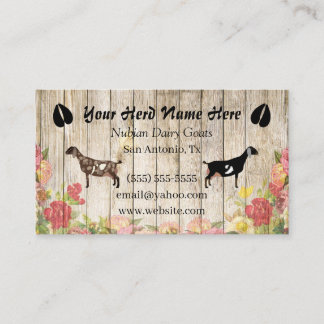 Floral Nubian Dairy Goat Business Card Visitenkarte