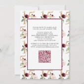 Floral Number 15 Burgundy Gold QR Quinceañera Einladung (Rückseite)
