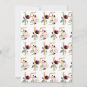 Floral Number 15 Burgundy Gold Quinceañera Einladung (Rückseite)