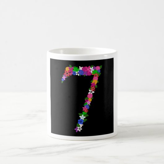 Floral Number Seven Botanical Flower Design Kaffeetasse (Mittel)
