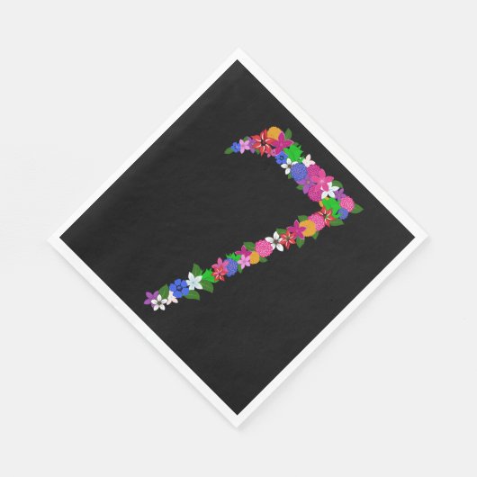 Floral Number Seven Botanical Flower Design Serviette (Ecke)