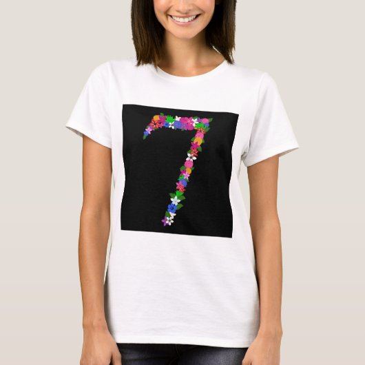Floral Number Seven Botanical Flower Design T-Shirt (Vorderseite)
