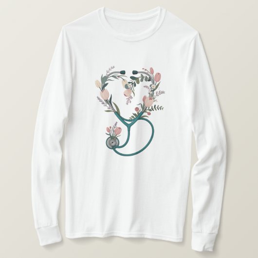 Floral Nurse Stethoscope T-Shirt – Soft Pastel  (Design vorne)