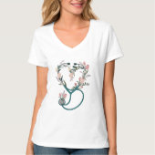 Floral Nurse Stethoscope T-Shirt – Soft Pastel (Vorderseite)