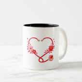 Floral Nurse Stethoscope  Zweifarbige Tasse (VorderseiteRechts)