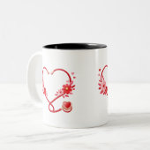 Floral Nurse Stethoscope  Zweifarbige Tasse (Vorderseite Links)
