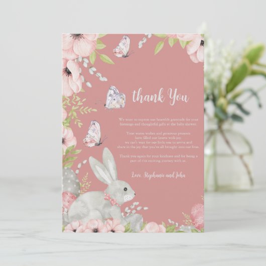 Floral Oaster Baby Dusche Danke Karte (Stehend Vorderseite)