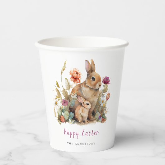 Floral Oaster Bunnies Pappbecher (Vorderseite)