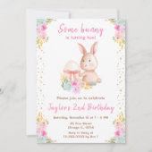 Floral Oaster Bunny Geburtstag Einladung (Vorderseite)