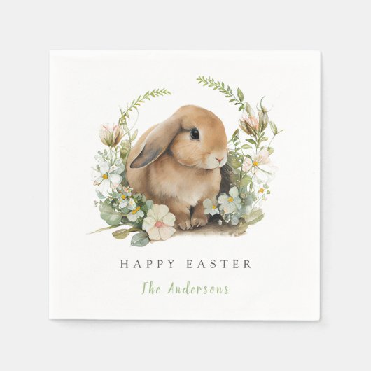 Floral Oaster Bunny Napkins Serviette (Vorderseite)