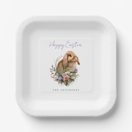 Floral Oaster Bunny Pappteller (Vorderseite)