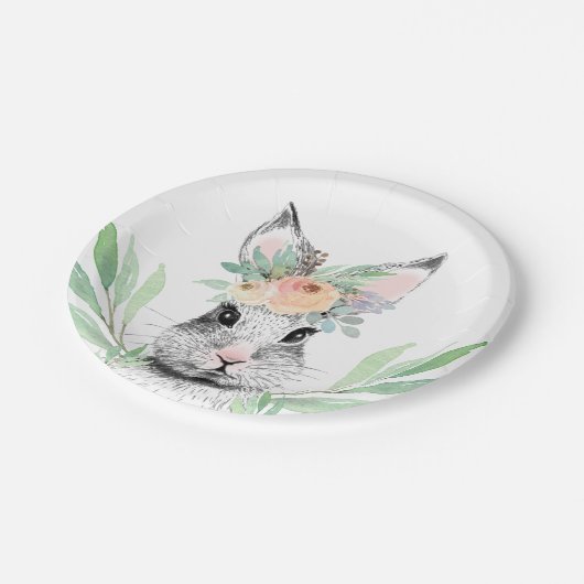 Floral Oaster Bunny Pappteller (Schrägansicht)