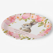 Floral Oaster Bunny | PERSONALISIERT Pappteller (Schrägansicht)