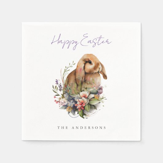 Floral Oaster Bunny Serviette (Vorderseite)
