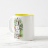 Floral Oaster Bunny Zweifarbige Tasse (Vorderseite Links)