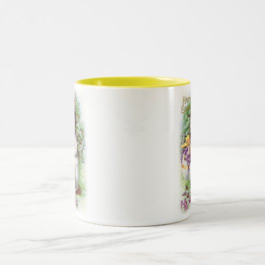 Floral Oaster Bunny Zweifarbige Tasse (Mittel)