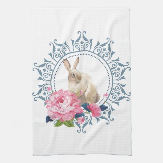 Floral Oaster Rabbit Geschirrtuch (Vertikal)