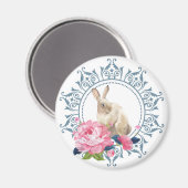 Floral Oaster Rabbit Magnet (Vorderseite/Rückseite)