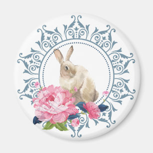 Floral Oaster Rabbit Magnet